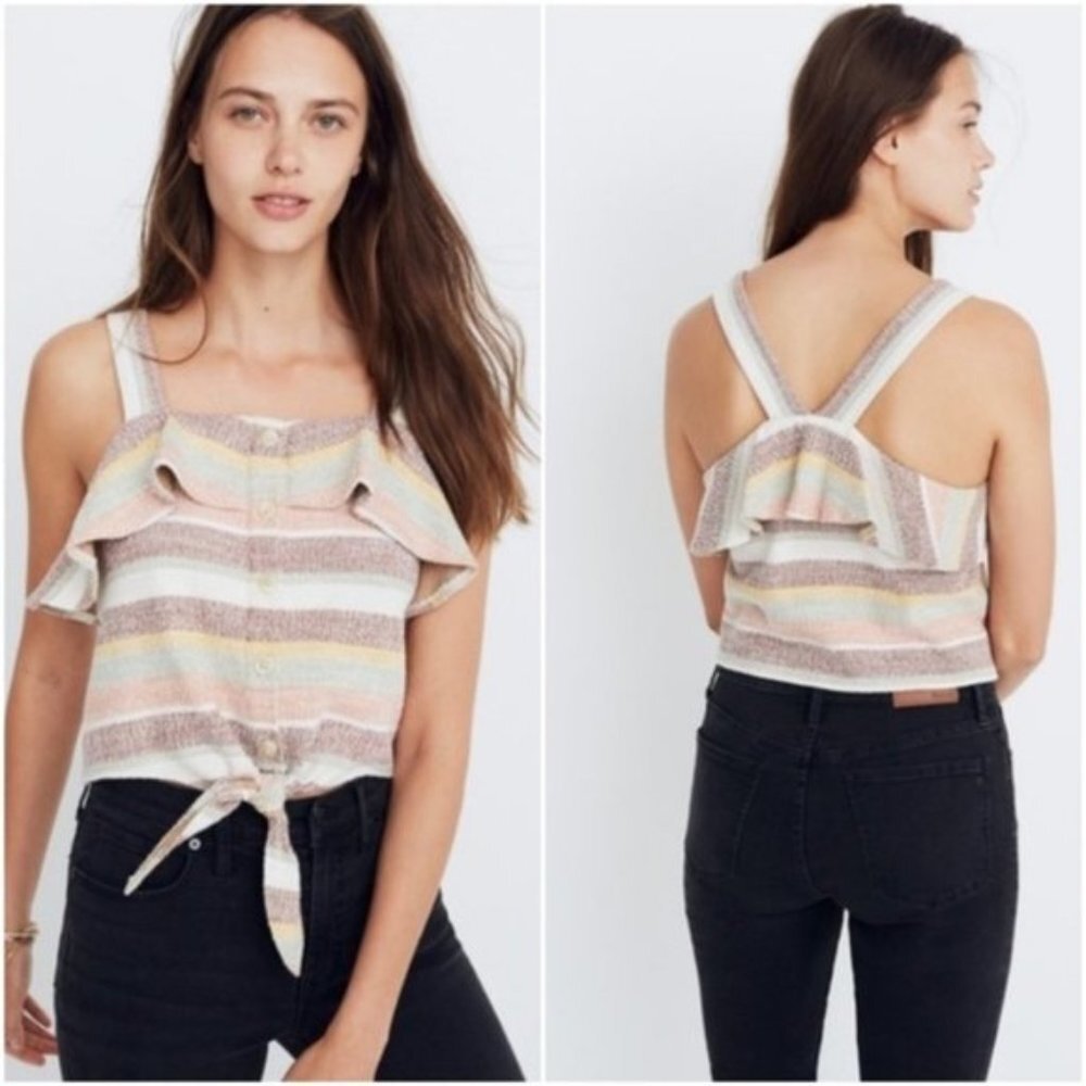 Madewell Texture & Thread Ruffle Tie-Front Tank